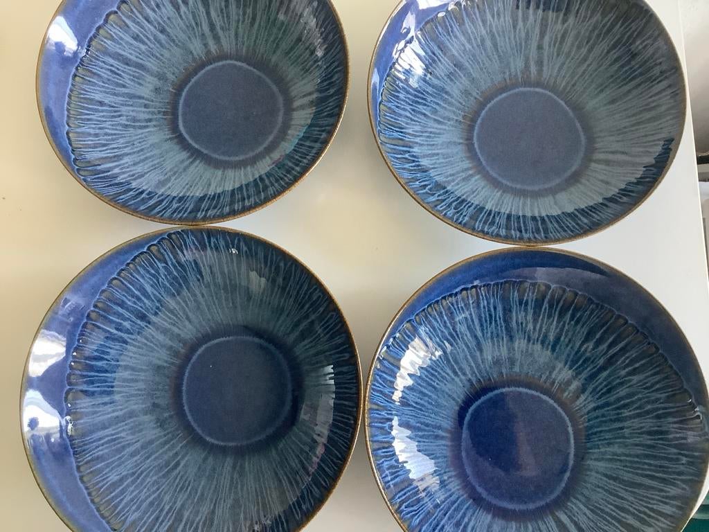 4x Select Dinnerware diepe borden, blauw, zo goed als nieuw, Keramiek, Ophalen of Verzenden, Zo goed als nieuw, Bord(en)