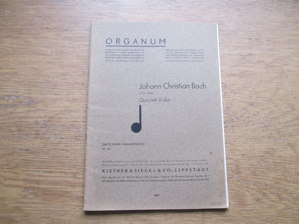 Johann Christian Bach - Quartett D-dur (bladmuziek), Gebruikt, Klassiek, Ophalen of Verzenden, Viool of Altviool