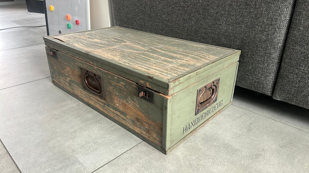 Oude houten kist met handvatten - 70x22x40 cm, Ophalen