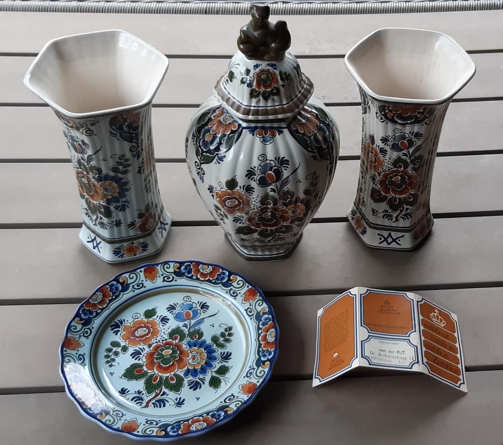 Prachtig Delft Holland Handwerk Set - Handgeschilderd, Antiek en Kunst, Antiek | Vazen, Ophalen of Verzenden