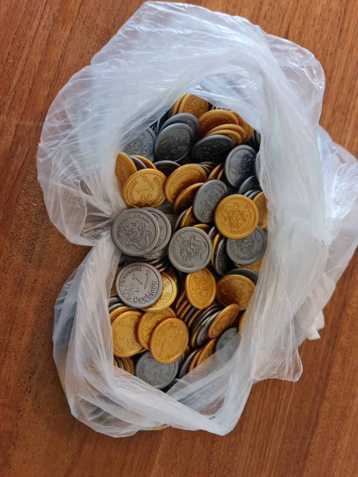 Gouden en zilveren plastic piraten munten - speelgoed, Ophalen, Zo goed als nieuw