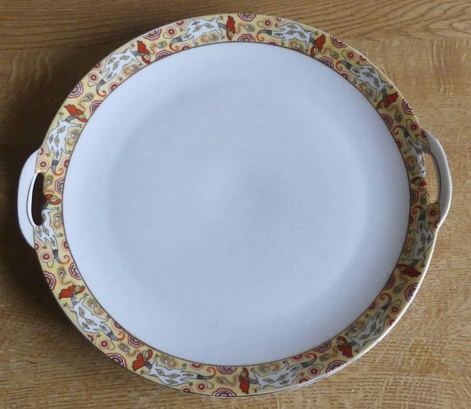 Epiag Royal serveerschaal vintage Czechoslovakia haan decor, Gebruikt, Porselein of Keramiek, Schaal, Rond