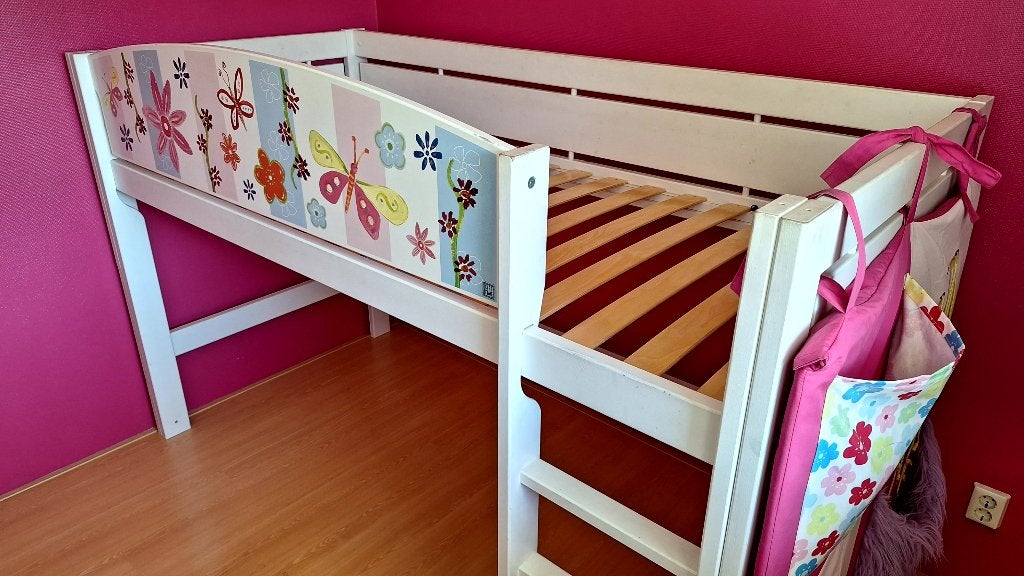 Lifetime bed half-hoog slaper flower power, Kinderen en Baby's, Kinderkamer | Stapelbedden en Hoogslapers, Ophalen, Zo goed als nieuw