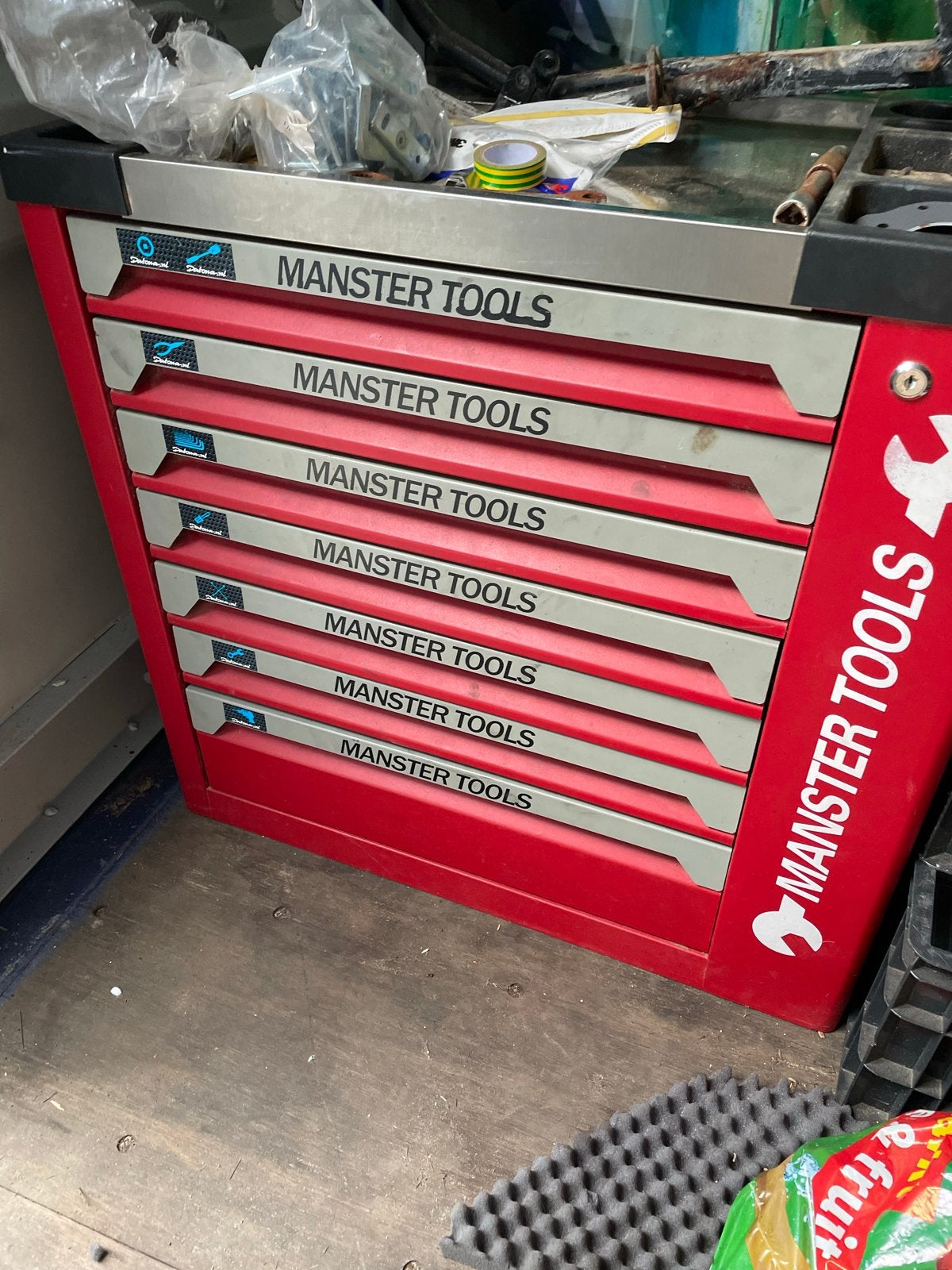 Manster Tools Verrijdbare Gereedschapskist met Inhoud, Ophalen, Gebruikt, Gereedschapsopslag, Overige merken