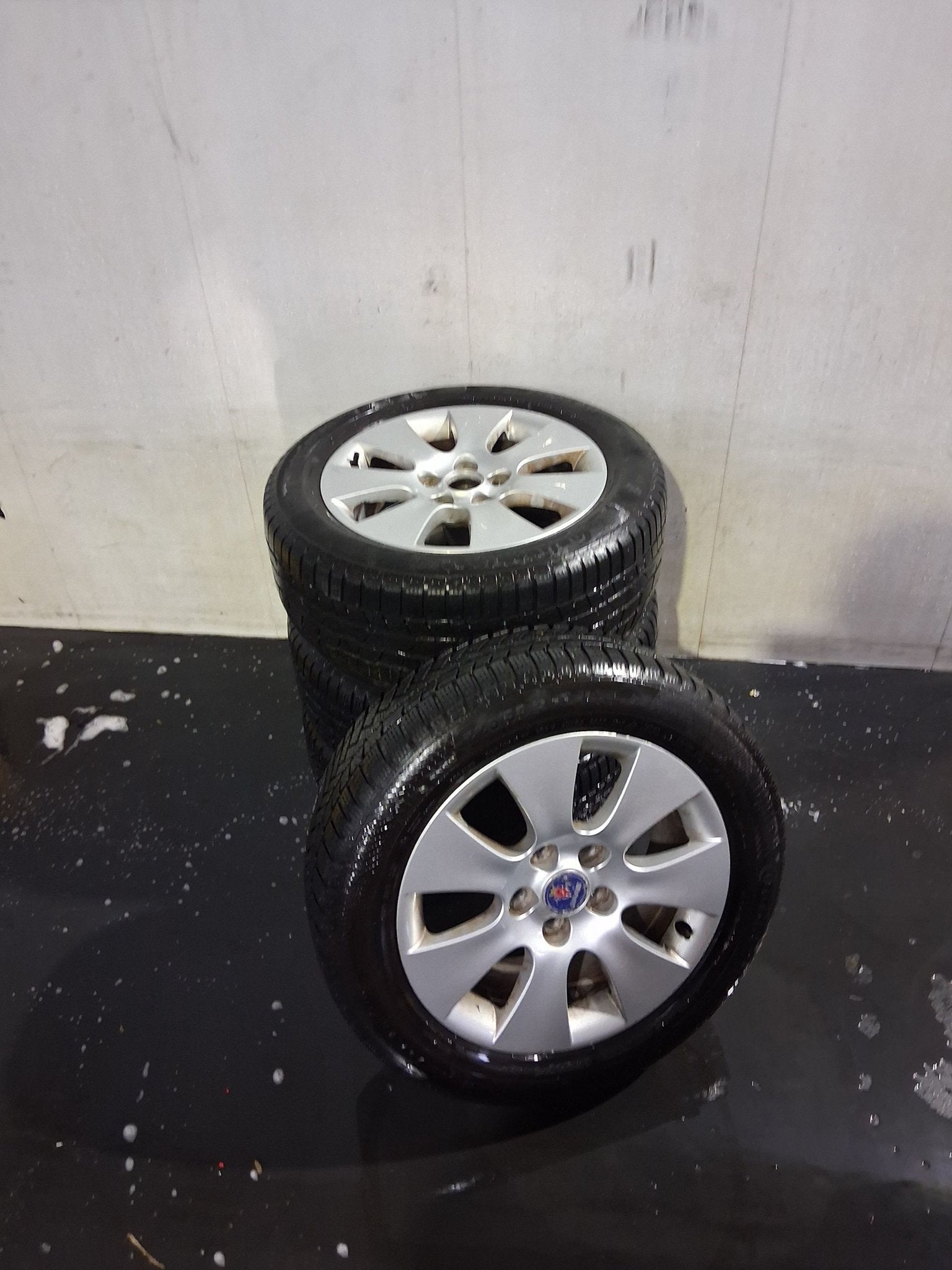 Te koop: saab 9-5 velgen set + winterbanden, Gebruikt, -, -, Banden en Velgen