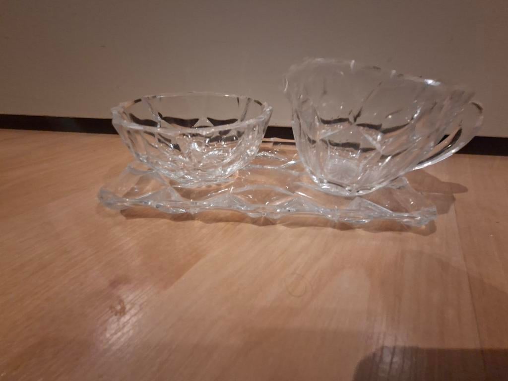 Leuk glazen roomstel, Ophalen of Verzenden