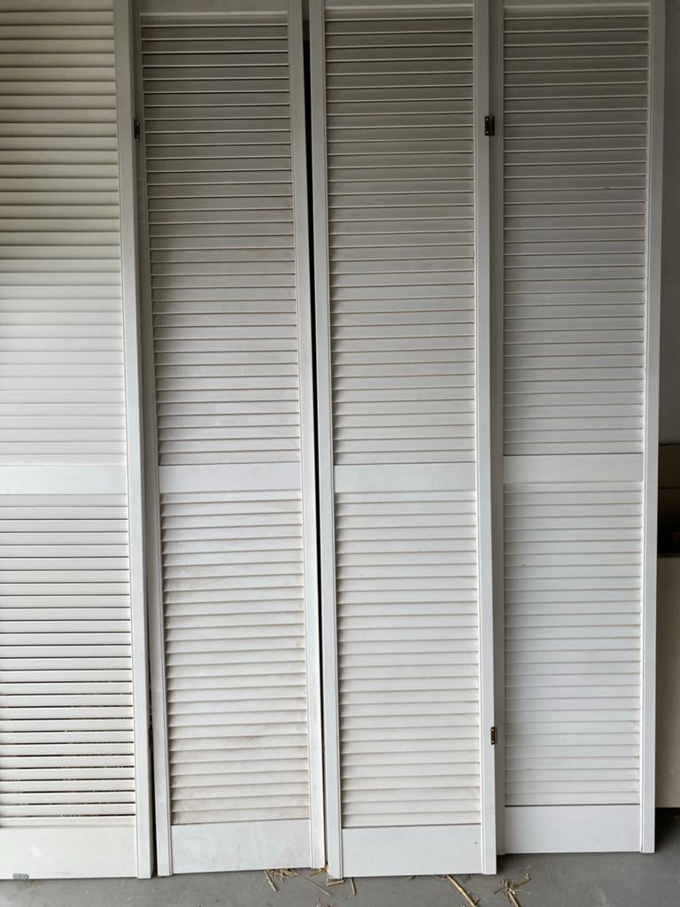 Witte vouwdeuren met lamellen, Gebruikt, Binnendeur, 200 tot 215 cm, Vouwdeur