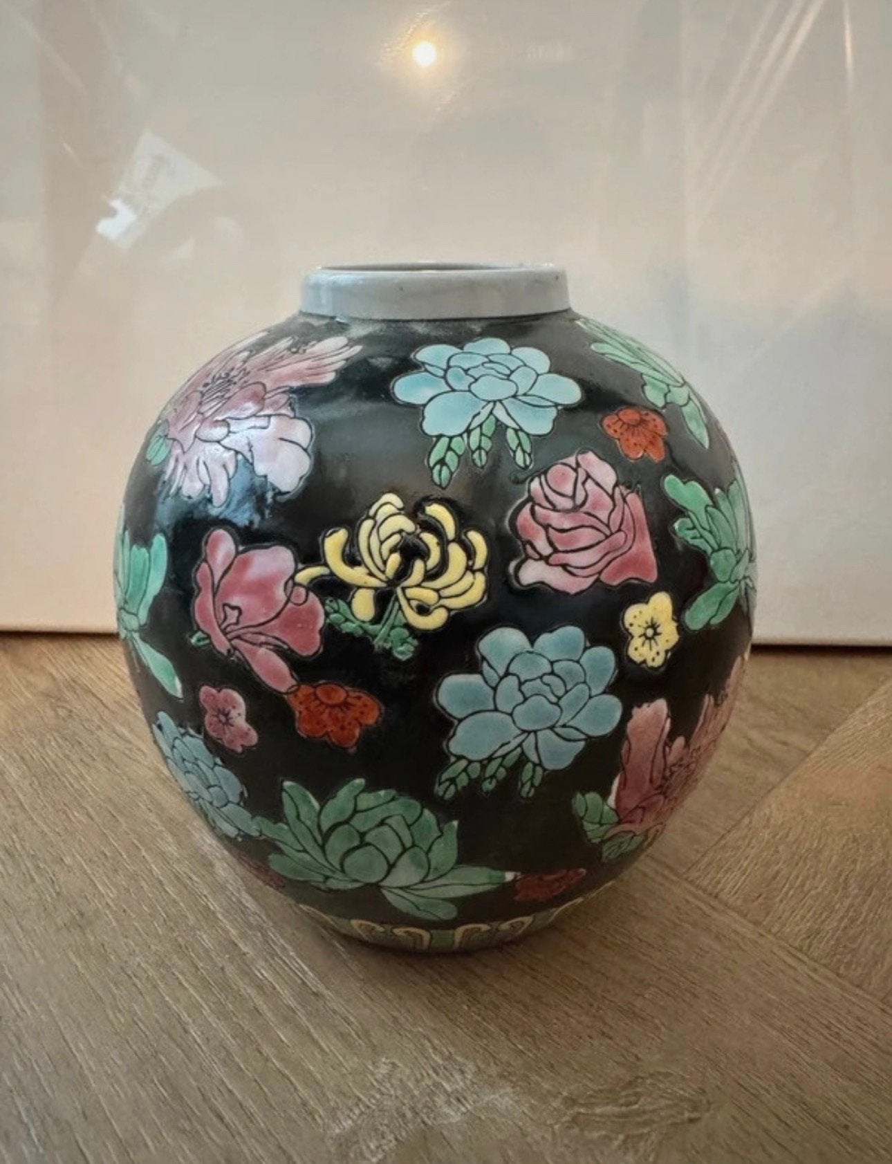 Chinese vintage gemberpot met bloemenprint., Ophalen of Verzenden