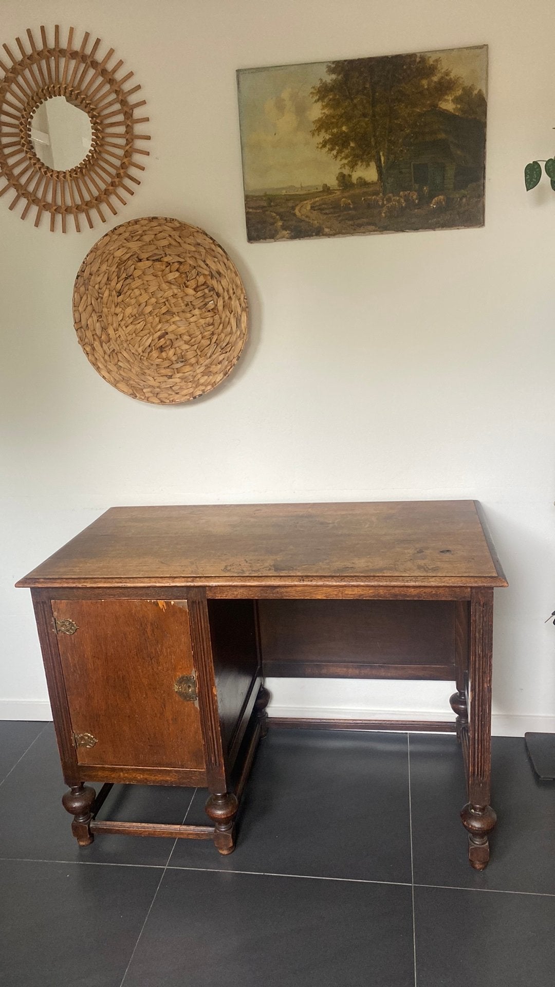 Antiek bureautje, Opbergruimte, Gebruikt, 110 cm, Ophalen of Verzenden