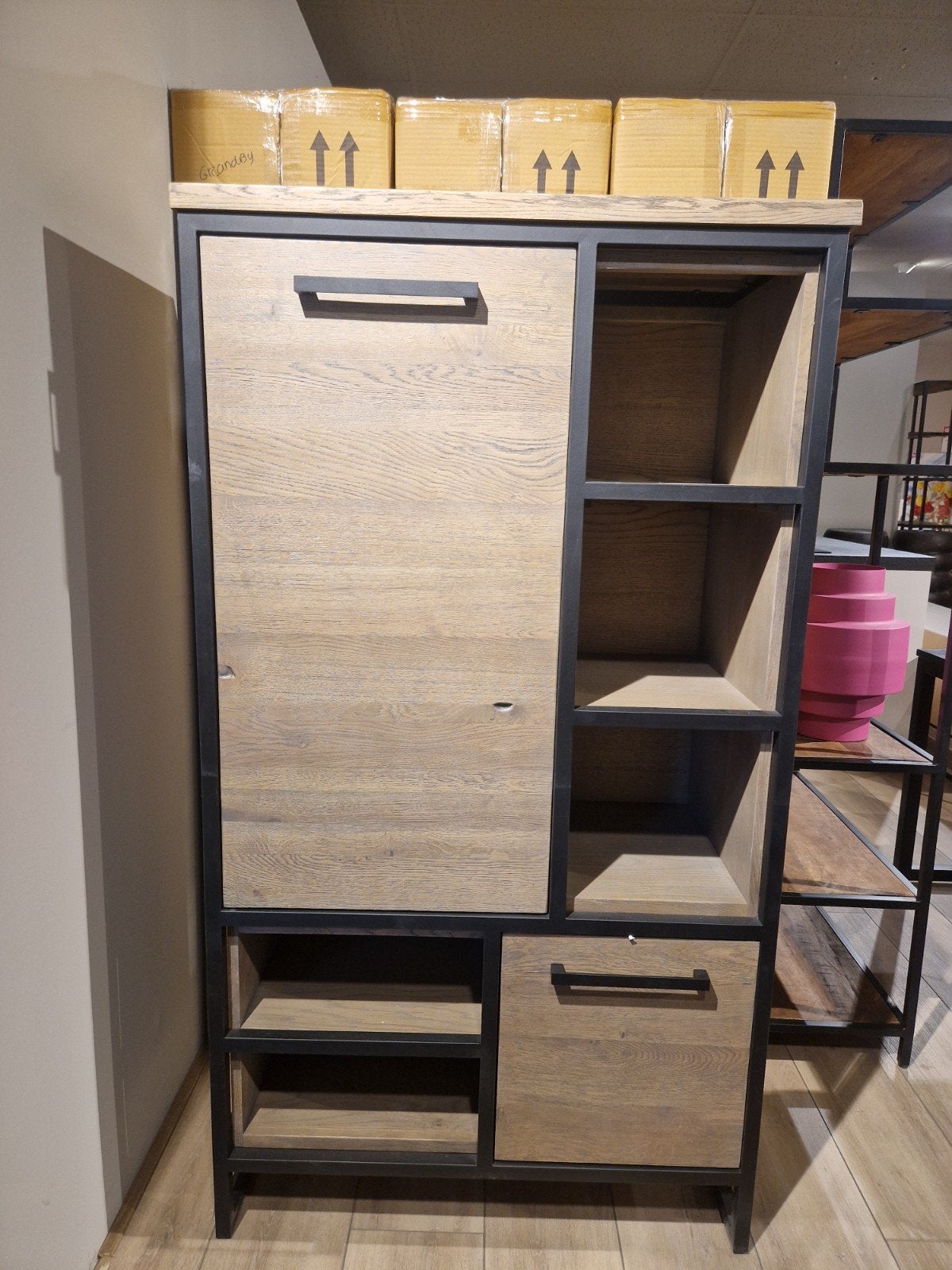 Industriële kast met deuren en planken - 90x161 cm, Met deur(en), Nieuw, Industrieel, Modern, 50 tot 100 cm