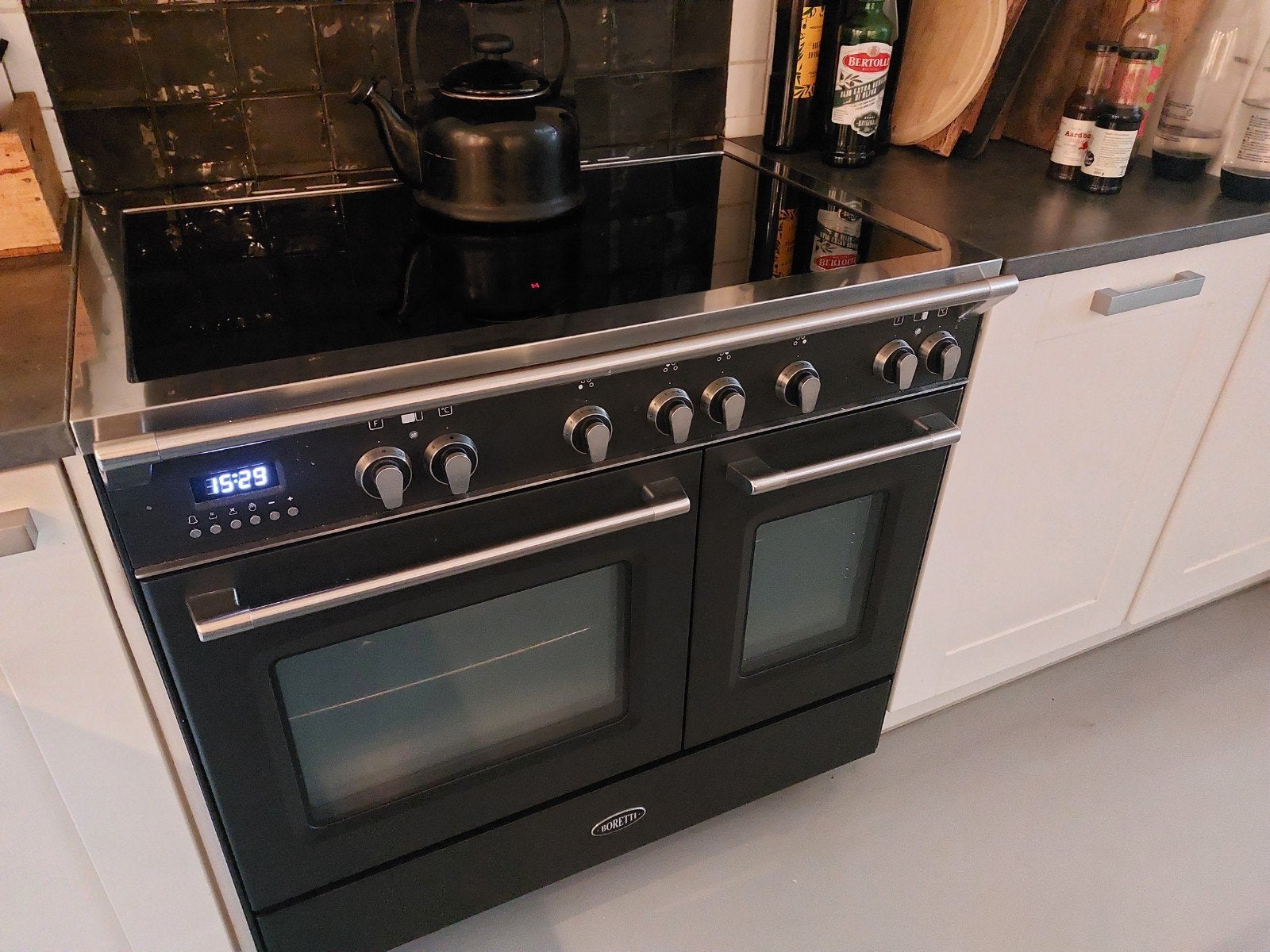 Boretti inductie fornuis 2 ovens, 60 cm of meer, Ophalen of Verzenden, Inductie, Vrijstaand