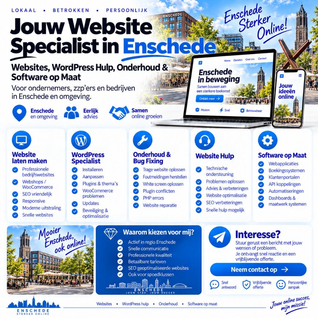 Website Laten Maken & WordPress Hulp Enschede, Vanaf 3 jaar, Geschikt als bijbaan, Freelance of Uitzendbasis, 33 - 40 uur