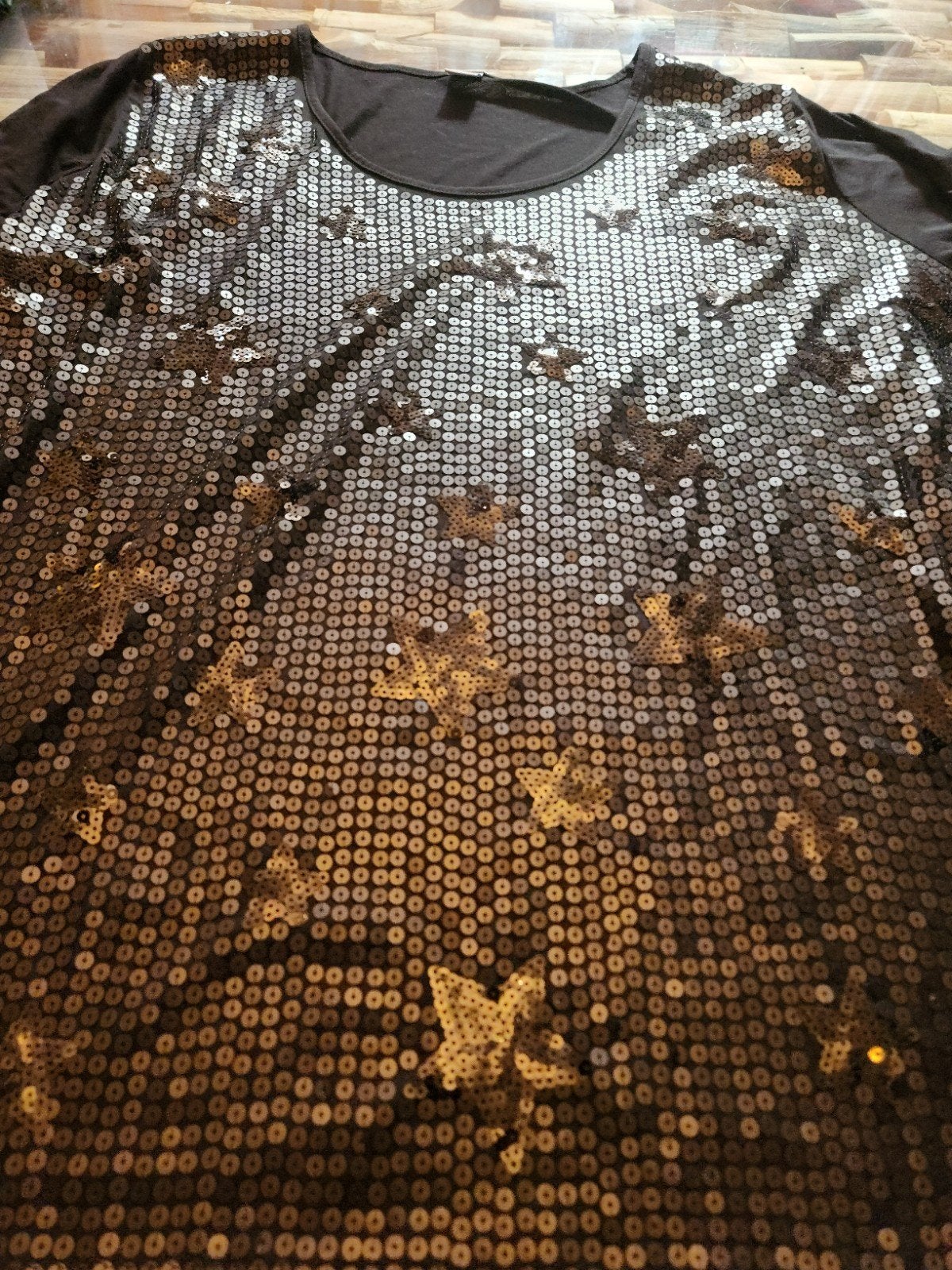 Zwart shirt met pailletten en fijne stof - Maat 3XL, Ophalen of Verzenden