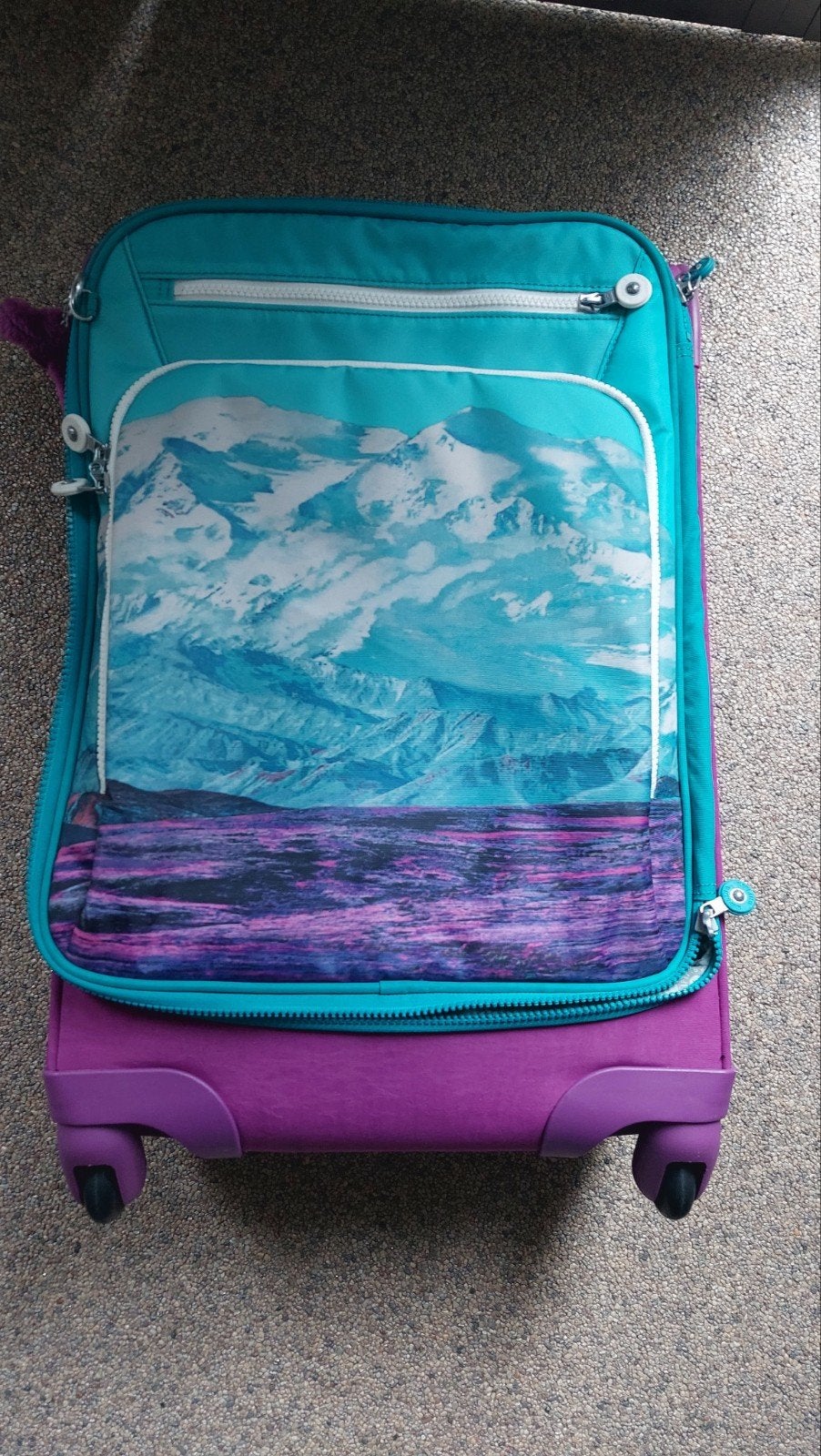 Kipling paars fuchsia reiskoffer trolley met wieltjes  ski, Ophalen, 30 cm of meer, Paars, Zo goed als nieuw