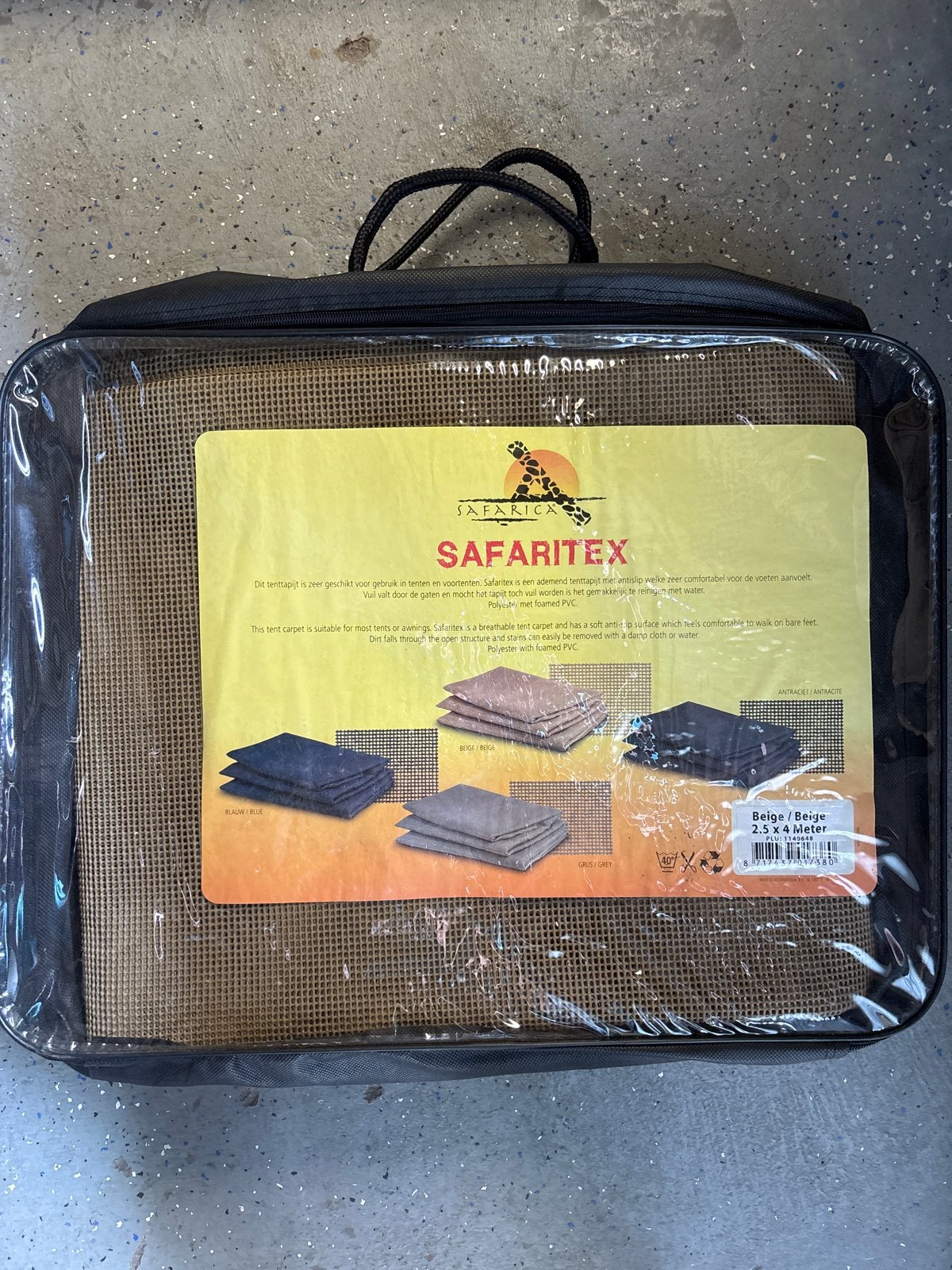 Safaritex Tenttapijt Beige 2.5 x 4 Meter, Caravans en Kamperen, Ophalen, Zo goed als nieuw