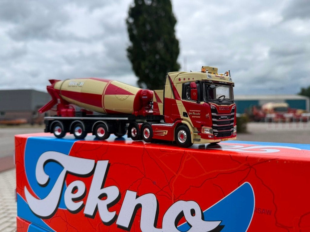 Scania R500 met betonmixer oplegger | Gebr. Mussche | Tekno, Ophalen of Verzenden, Nieuw, Auto, Tekno