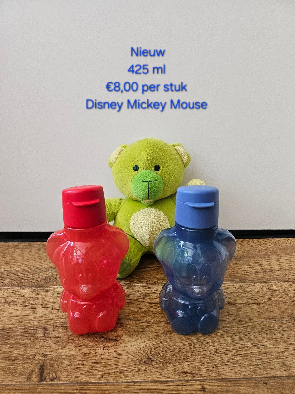 Tupperware nieuwe Mickey Mouse flessen 425 ml sportdop, Overige kleuren, Ophalen of Verzenden, Drinkfles, Met tuit/dop