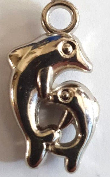 Partij 50 zilverkleur dubbele dolfijn bedels 27x14 mm, Verzenden, Nieuw, Bedel