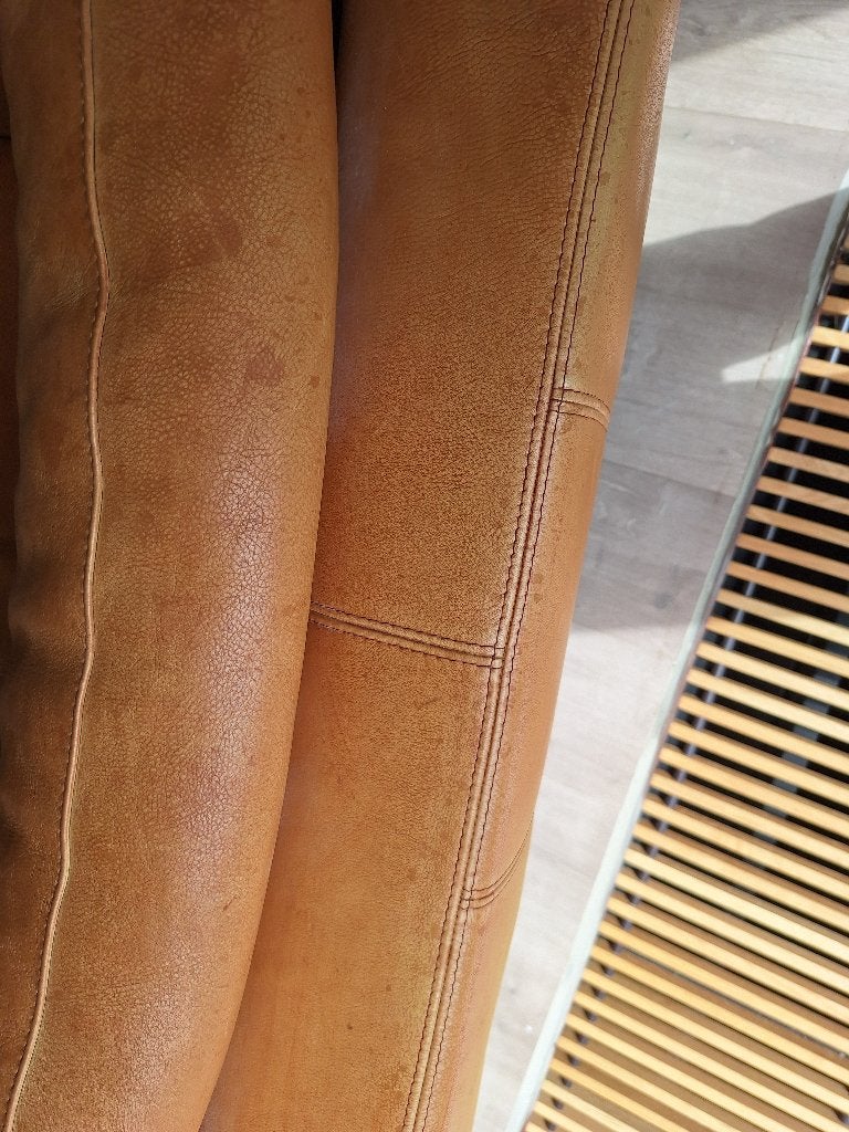 Tweezitsbanken leer Cognac, Ophalen, Gebruikt, 150 tot 200 cm, Tweepersoons