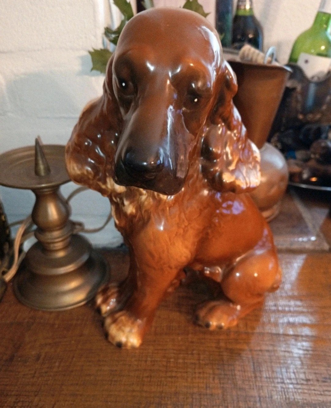 Goebel Porseleinen Hond Beeld - Bruin, 30 cm hoog, Antiek en Kunst, Ophalen of Verzenden