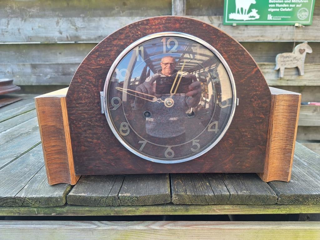Antieke penduleklok - Amsterdamse School / Art Deco, Antiek en Kunst, Antiek | Klokken, Ophalen