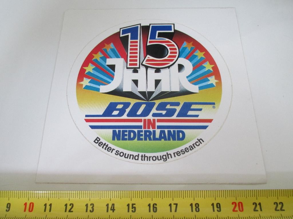 sticker 15 Jaar BOSE in Nederland Better sound through rese*, Ophalen, Zo goed als nieuw