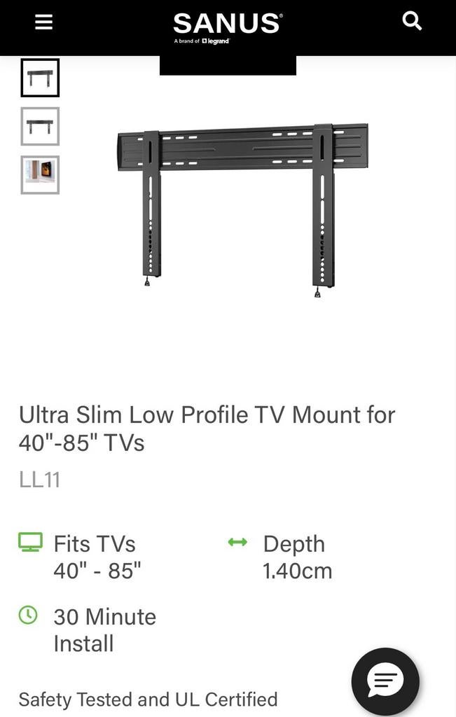 Sanus ML11 HDPro Super Slim TV muurbeugel 32" tot 50", Ophalen of Verzenden, Gebruikt