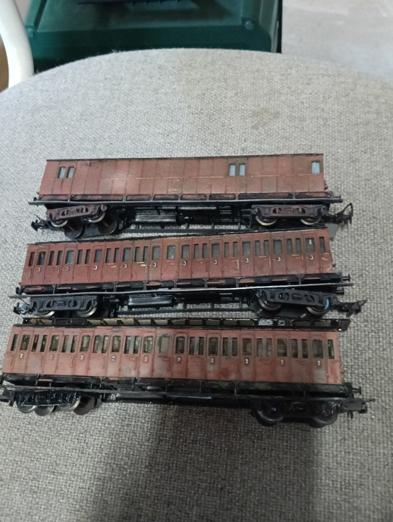 Liliput 3 wagons 1,2 en 3e klasse + goederenwagon H0, Gebruikt, Gelijkstroom of Wisselstroom, Wagon, Ophalen of Verzenden