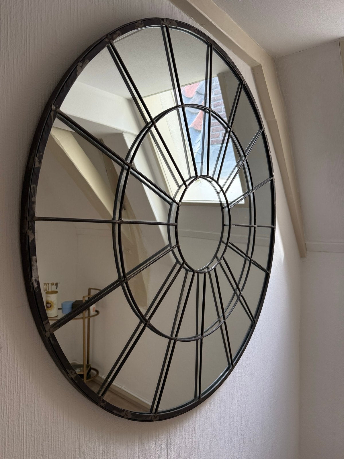 Grote ronde spiegel 100 x 100, Huis en Inrichting, Woonaccessoires | Spiegels, Ophalen, Zo goed als nieuw, Rond, Minder dan 100 cm