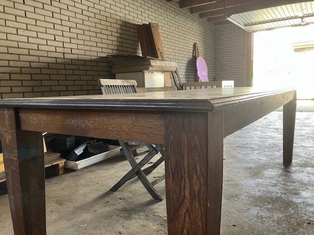 lange tafel, Huis en Inrichting, Gebruikt, Eikenhout, 200 cm of meer, 50 tot 100 cm