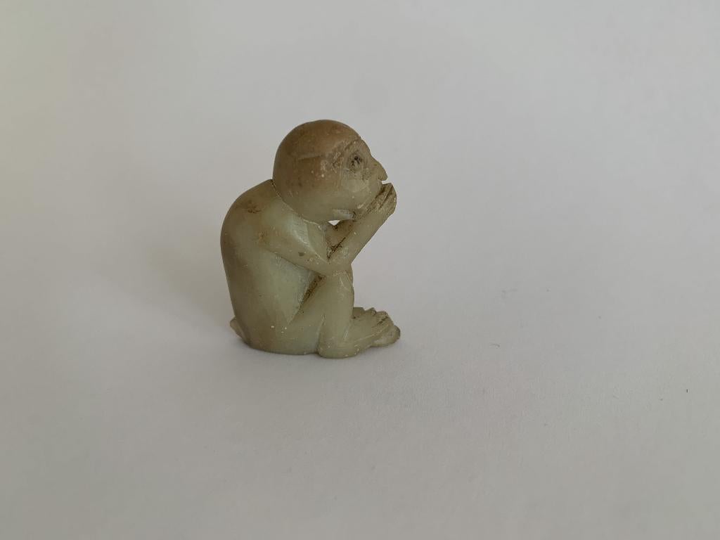 Klein aapje van speksteen, Minder dan 20 cm, Ophalen of Verzenden, Zoogdier, Steen of Keramiek