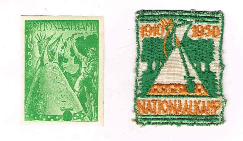scouting Nationaal Kamp 1950 Deelnemersinsigne en sluitzegel, Ophalen of Verzenden, Gebruikt, Embleem, Speld of Insigne