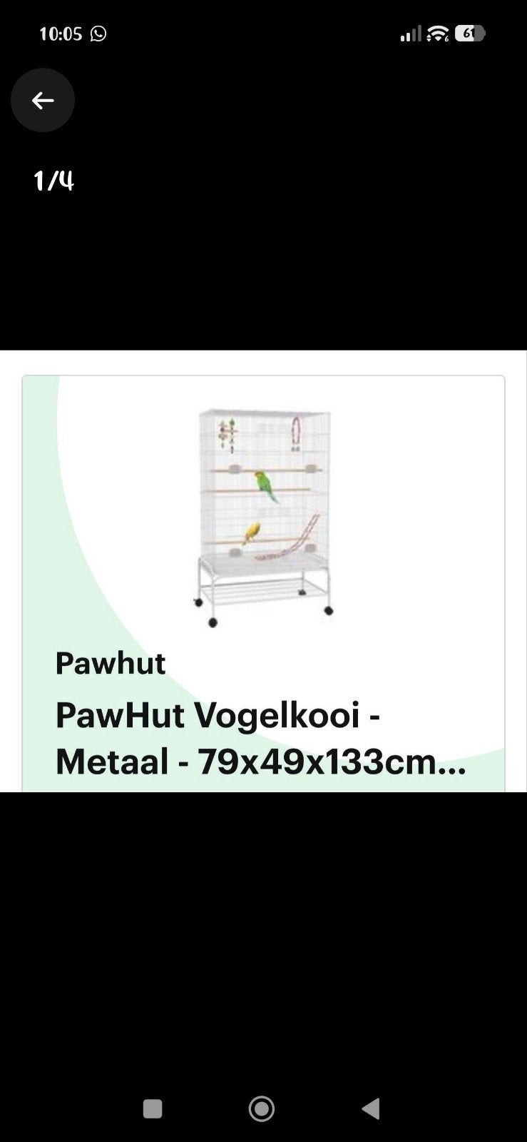 Vogelkooi Pawhut, Dieren en Toebehoren, Ophalen, Zo goed als nieuw, Metaal, Vogelkooi