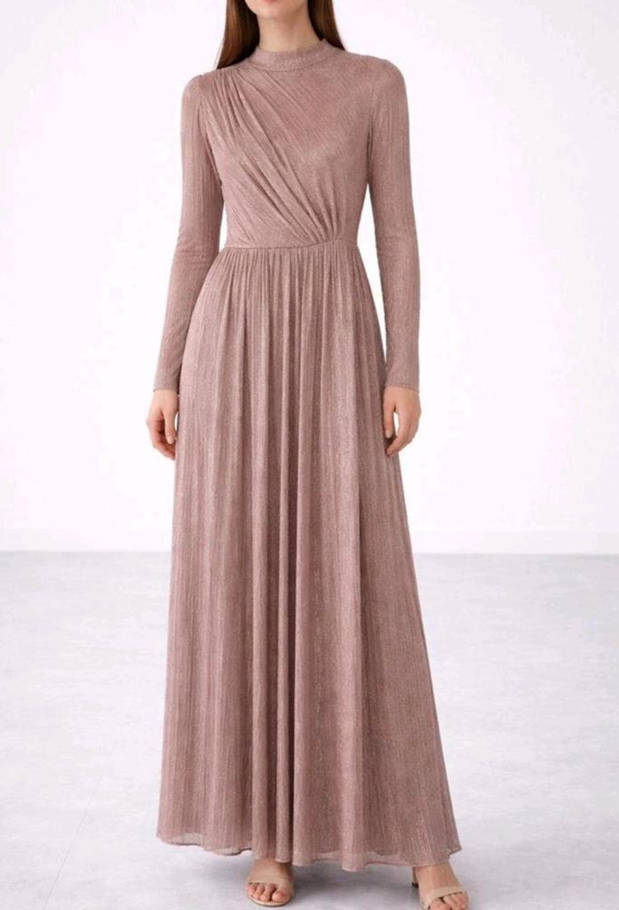 Glitter maxi jurk oudroze | maat S | feestjurk, Galajurk, Ophalen of Verzenden, Zo goed als nieuw, Roze