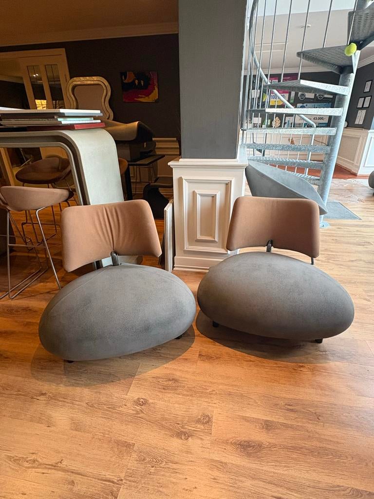 3x Pallone fauteuil refurbished met kurk en leer, Ophalen, Leer, Zo goed als nieuw, Drie