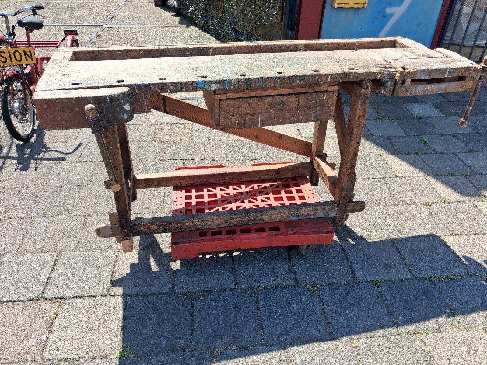 Mooie timmer werkbank, Doe-het-zelf en Verbouw, Werkbanken, Ophalen, Gebruikt, Minder dan 70 cm