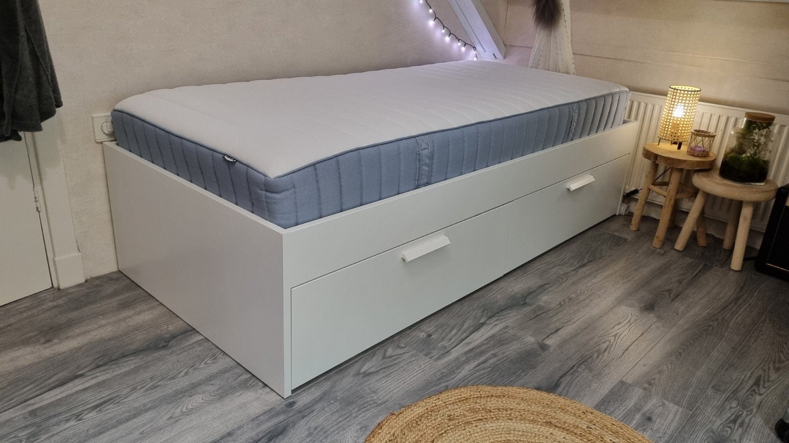 IKEA BRIMNES bed 90x200 met matras en lattenbodem, Ophalen, 90 cm, Eenpersoons, Wit