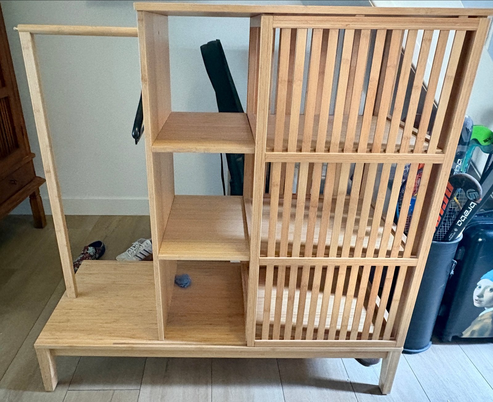 IKEA NORDKISA open kledingkast van bamboe, Ophalen, Met plank(en), Gebruikt, 100 tot 150 cm