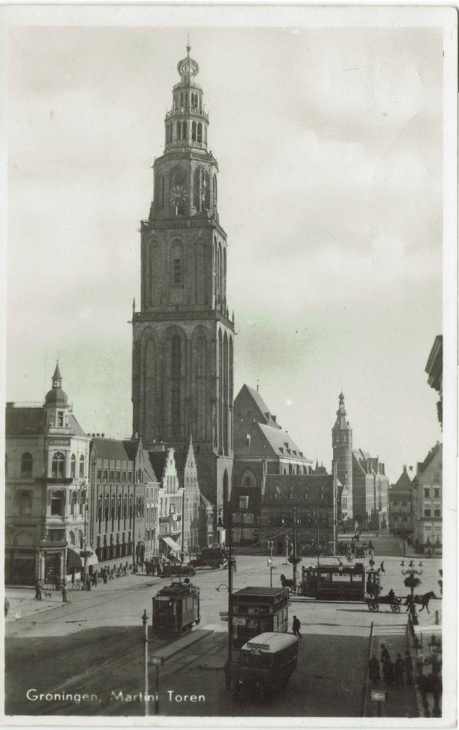 Groningen – Martini Toren. Gelopen Sneek Tekst 1943(?)., Ophalen of Verzenden, 1940 tot 1960, Gelopen, Groningen