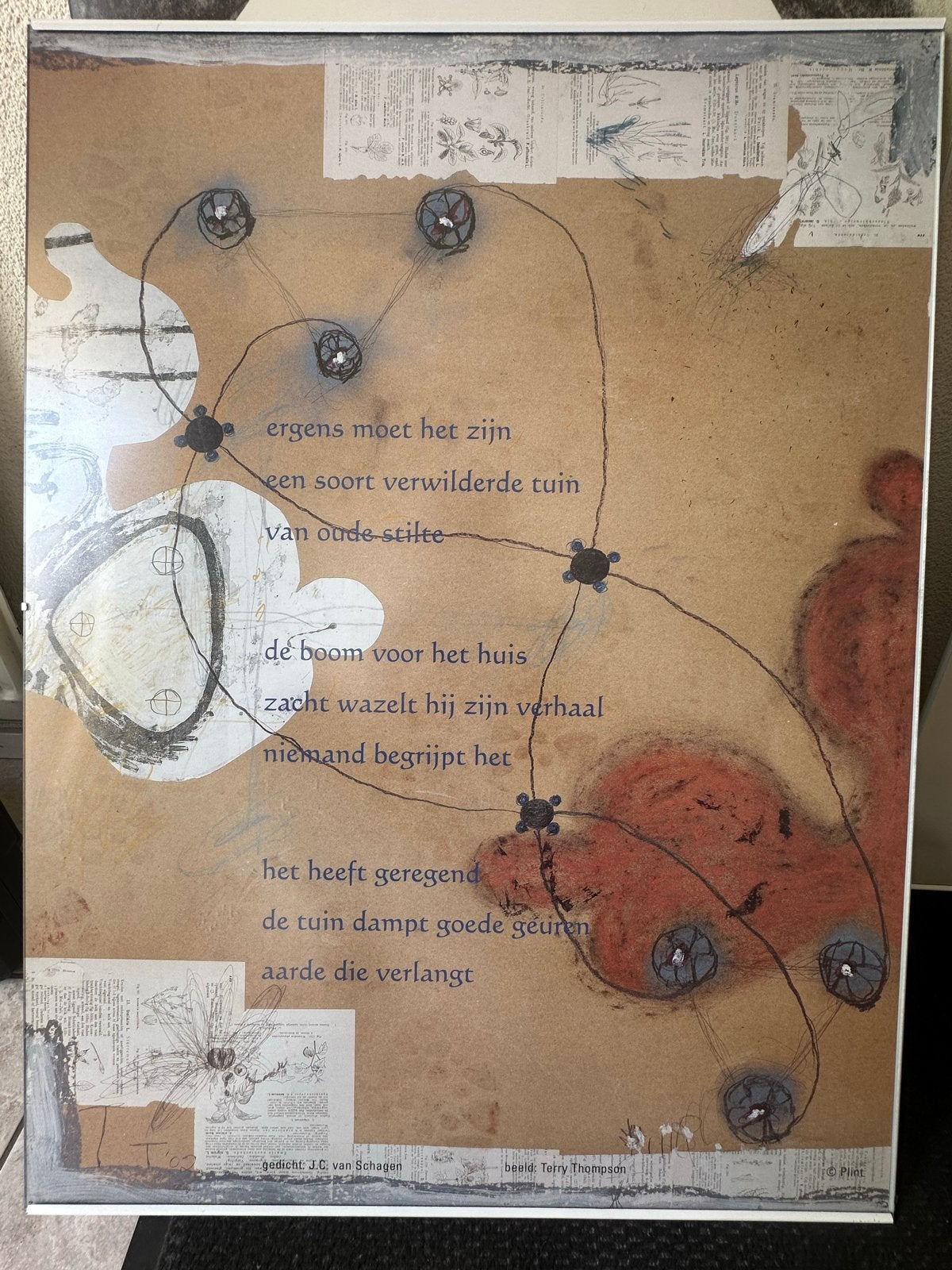 Kunstprint met gedicht van J.C. van Schagen, beeld Terry Tho, Ophalen, 50 – 75, 50 tot 75 cm, Print