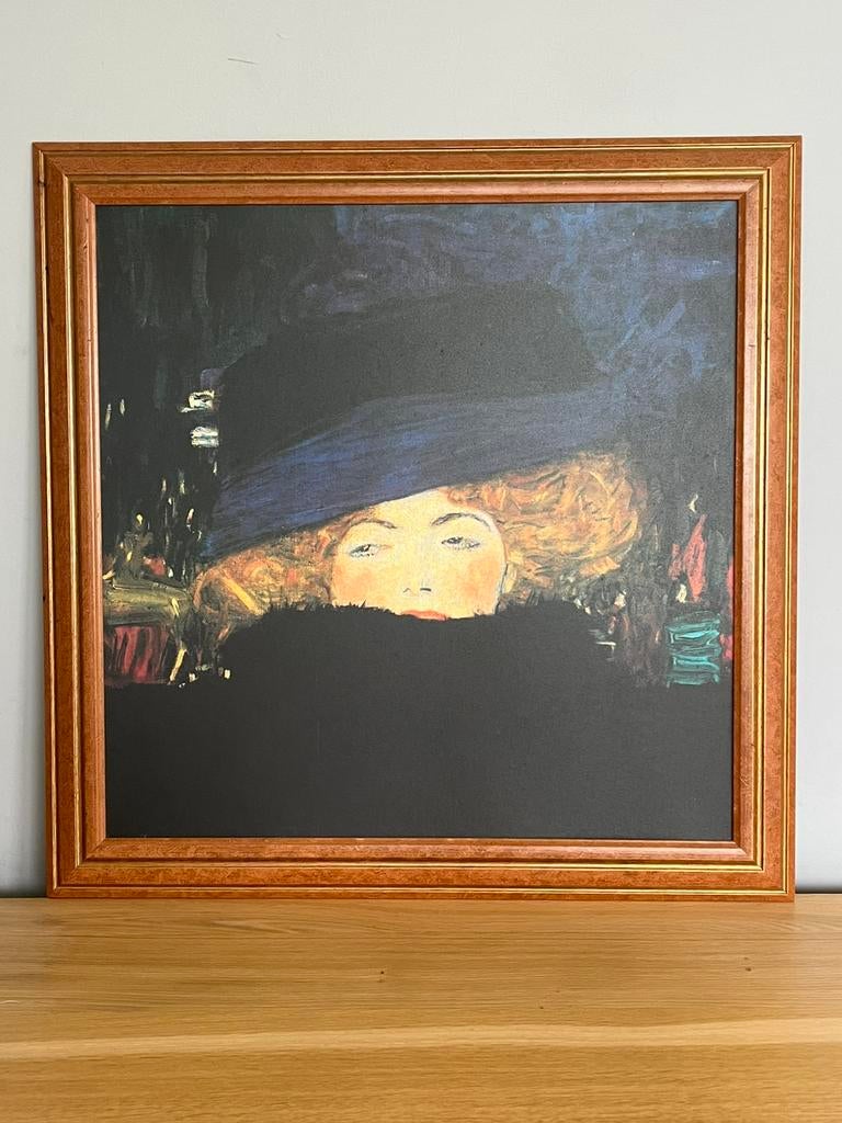 Gustav Klimt - Schilderij - Dame met hoed en boa, Antiek en Kunst, Ophalen