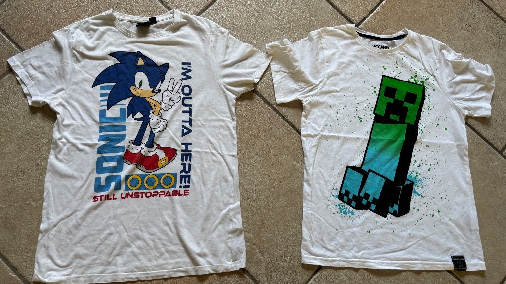Minecraft en Sonic shirt wit 158/164, Ophalen of Verzenden, Gebruikt, Jongen of Meisje, Shirt of Longsleeve
