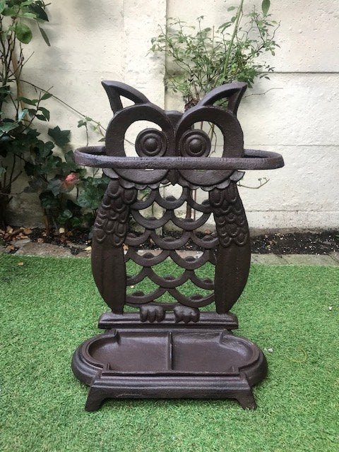 wandelstok/paraplu houder, WIJZE UIL, gietijzer, Ophalen of Verzenden