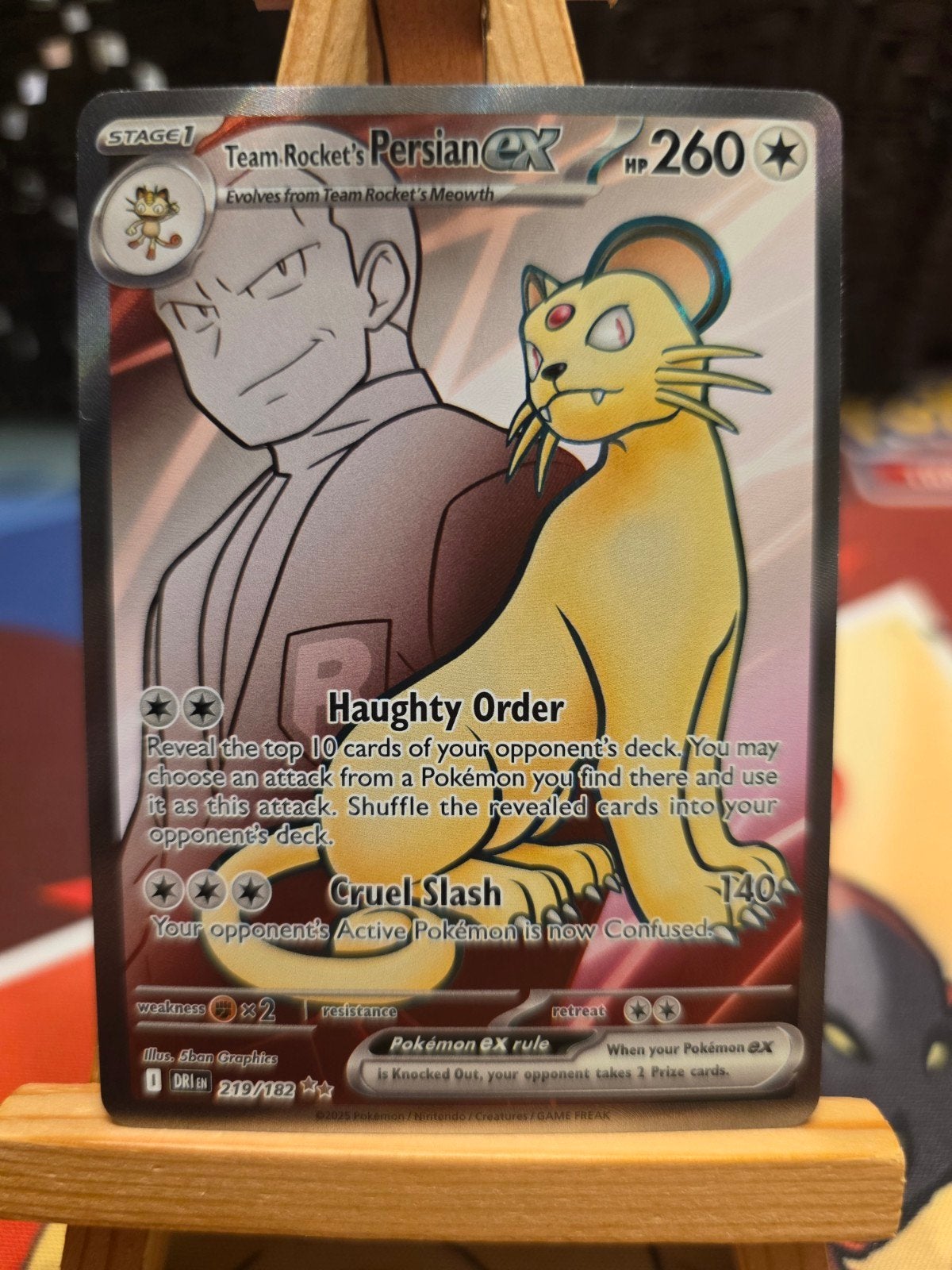 Pokemon Destined Rivals Team Rocket's Persian EX 219/182, Verzenden, Zo goed als nieuw, Losse kaart, Foil