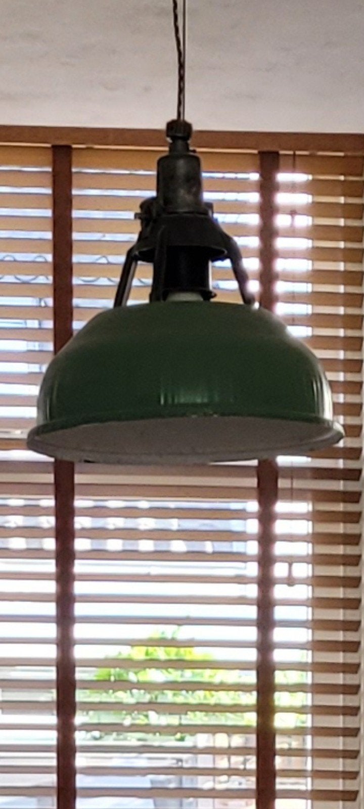 Hanglamp vintage, oud groen, Huis en Inrichting, Gebruikt, Vintage, Metaal, E27 (groot)