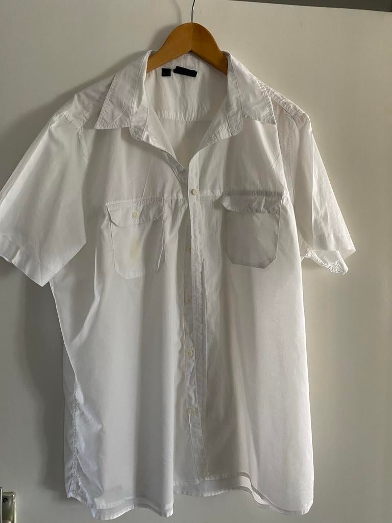 Witte heren blouse korte mouw - BPC Bonprix Collection, Ophalen of Verzenden, Nieuw, Wit, Halswijdte 43/44 (XL)