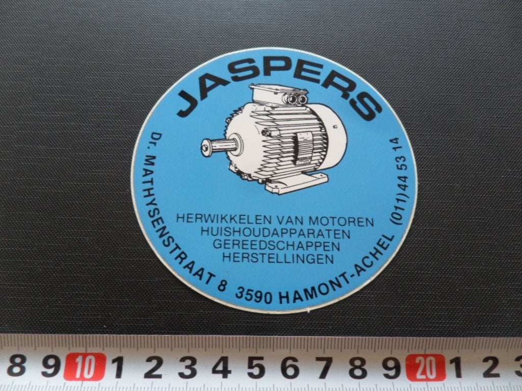 sticker België Hamont Achel JASPERS Herwikkelen van motoren, Ophalen of Verzenden, Zo goed als nieuw