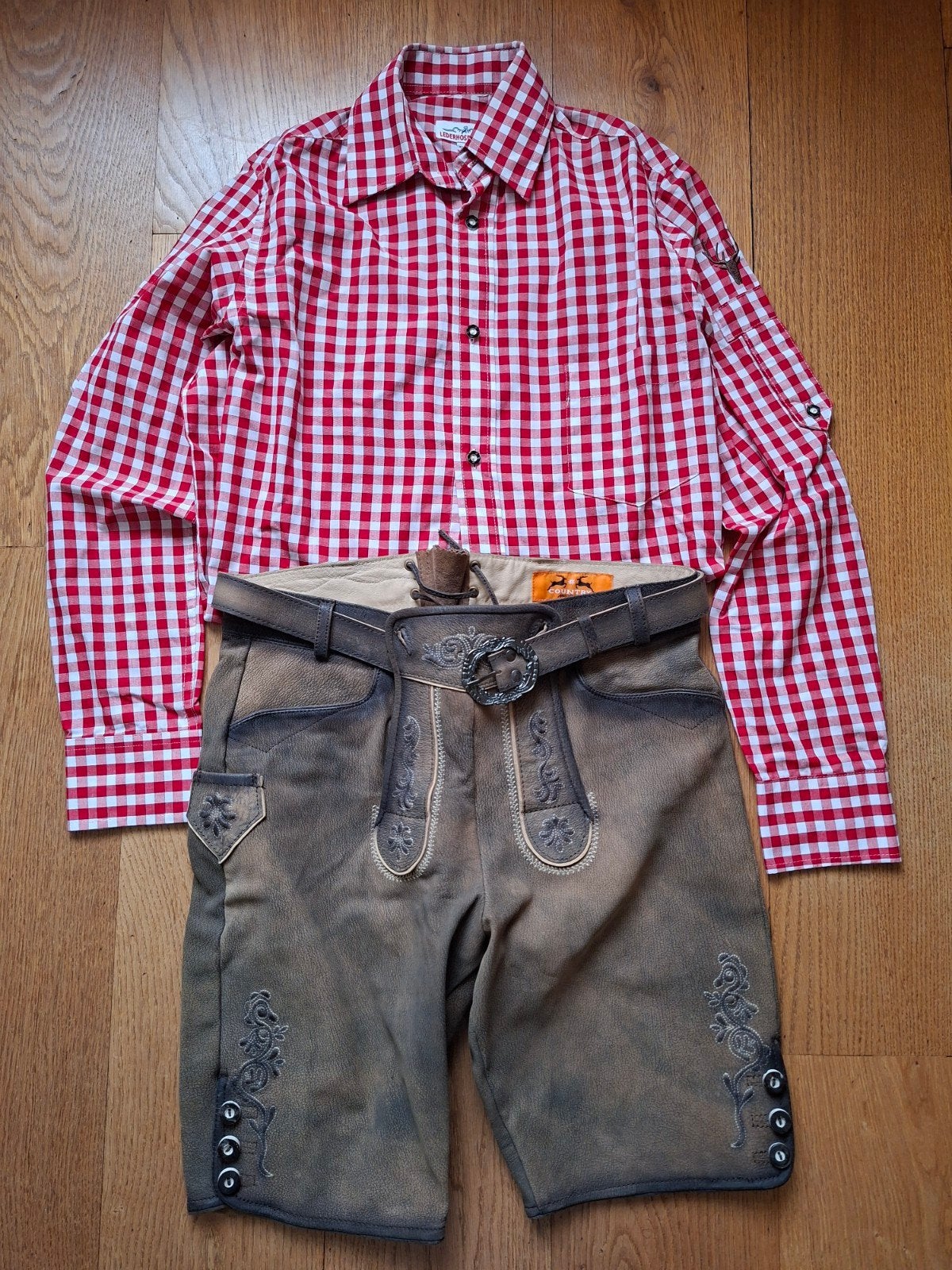 echte Lederhosen met blouse Maat 176/XXS, Ophalen of Verzenden, Zo goed als nieuw, Jongen