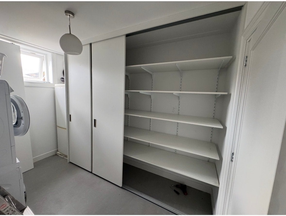 Schuifsysteem met 4 zware deuren - 255x300 cm, Ophalen, Zo goed als nieuw, Met deur(en), 200 cm of meer