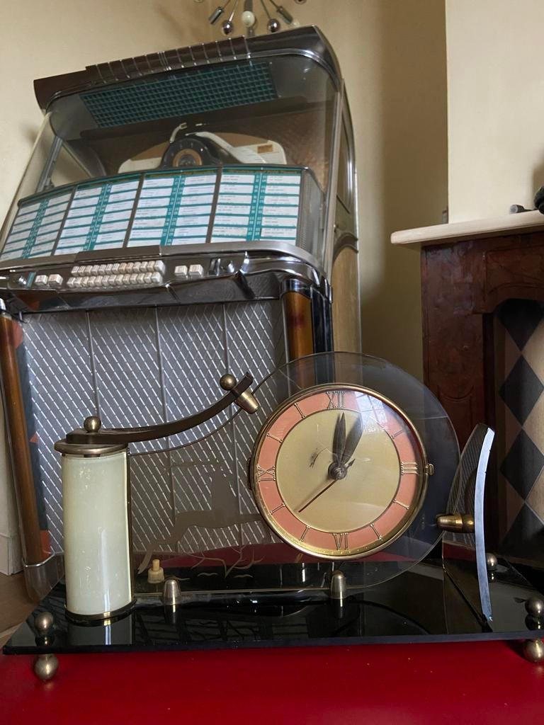 NUFA Bureaulamp met Klok van Glas, Antiek en Kunst, Ophalen of Verzenden